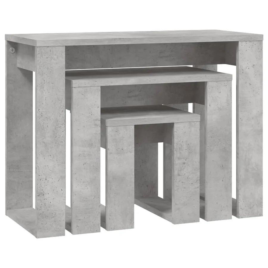 Tables gigognes 3 pcs Gris béton Bois d'ingénierie - 5