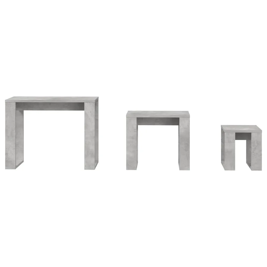 Tables gigognes 3 pcs Gris béton Bois d'ingénierie - 7
