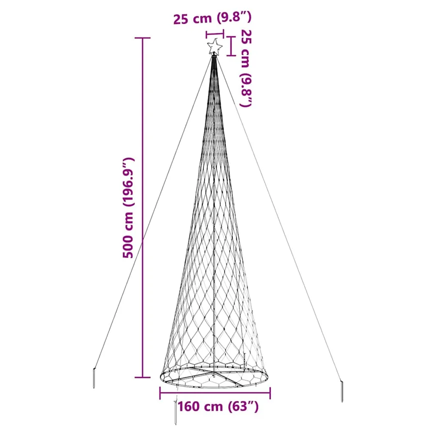 Arbre de Noël LED avec 555 LED Blanc froid 500 cm Métal - 9