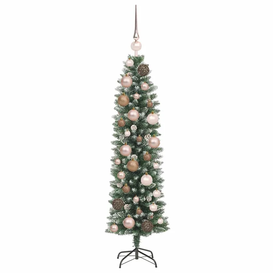 Arbre de Noël artificiel slim avec 150 LED Vert et blanc 120 cm - 4