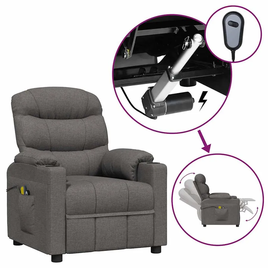 Fauteuil électrique de massage Gris foncé Tissu - 2