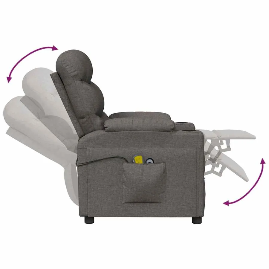 Fauteuil électrique de massage Gris foncé Tissu - 7