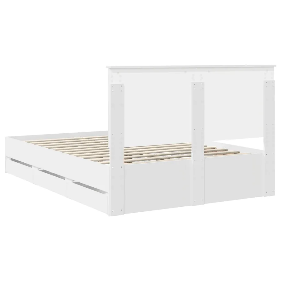 Cadre de lit avec tiroir Blanc 140 x 190 cm Bois Ingénierie - 10