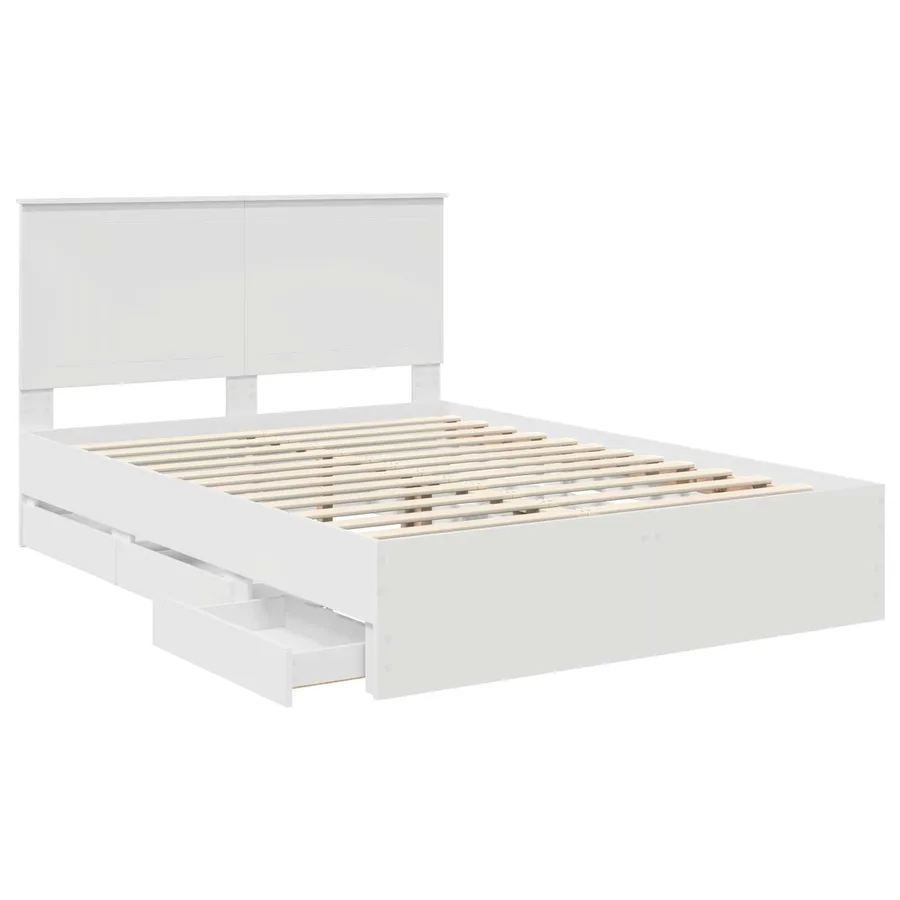 Cadre de lit avec tiroir Blanc 140 x 190 cm Bois Ingénierie - 5
