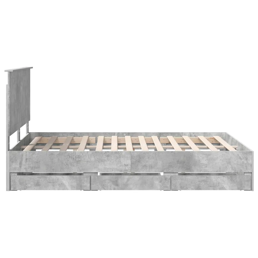 Cadre de lit Gris béton 140 x 190 cm Bois Ingénierie - 9