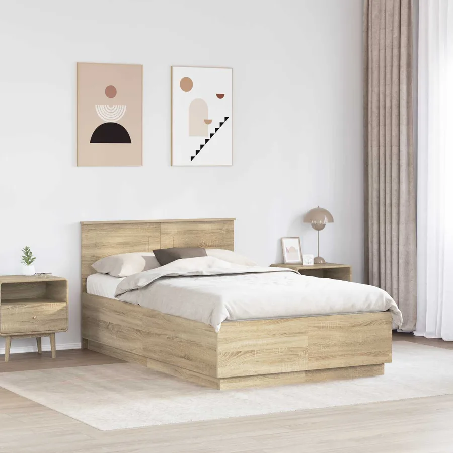 Cadre de lit Chêne Sonoma 120 x 190 cm Bois d'ingénierie - 3