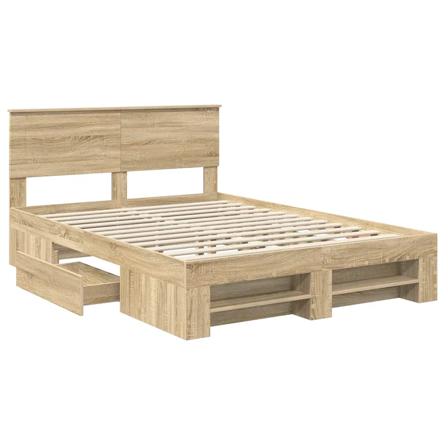 Cadre de lit Chêne Sonoma 150 x 200 cm Bois d'ingénierie - 5