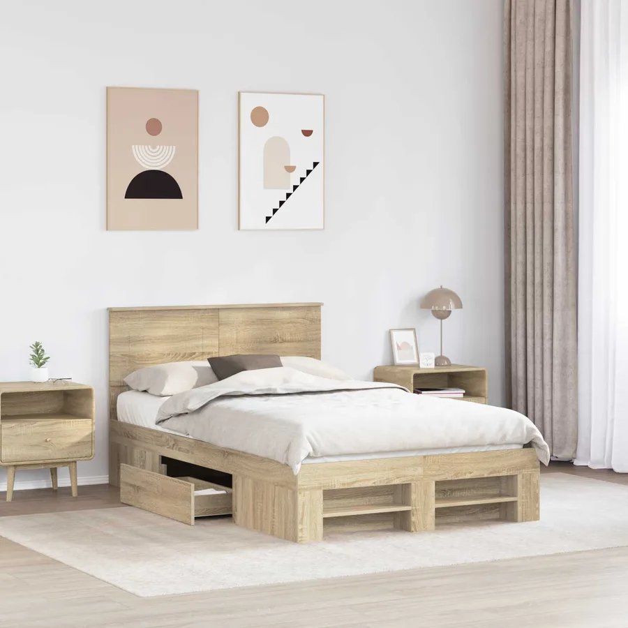 Cadre de lit Chêne Sonoma 120 x 200 cm Bois d'ingénierie - 3