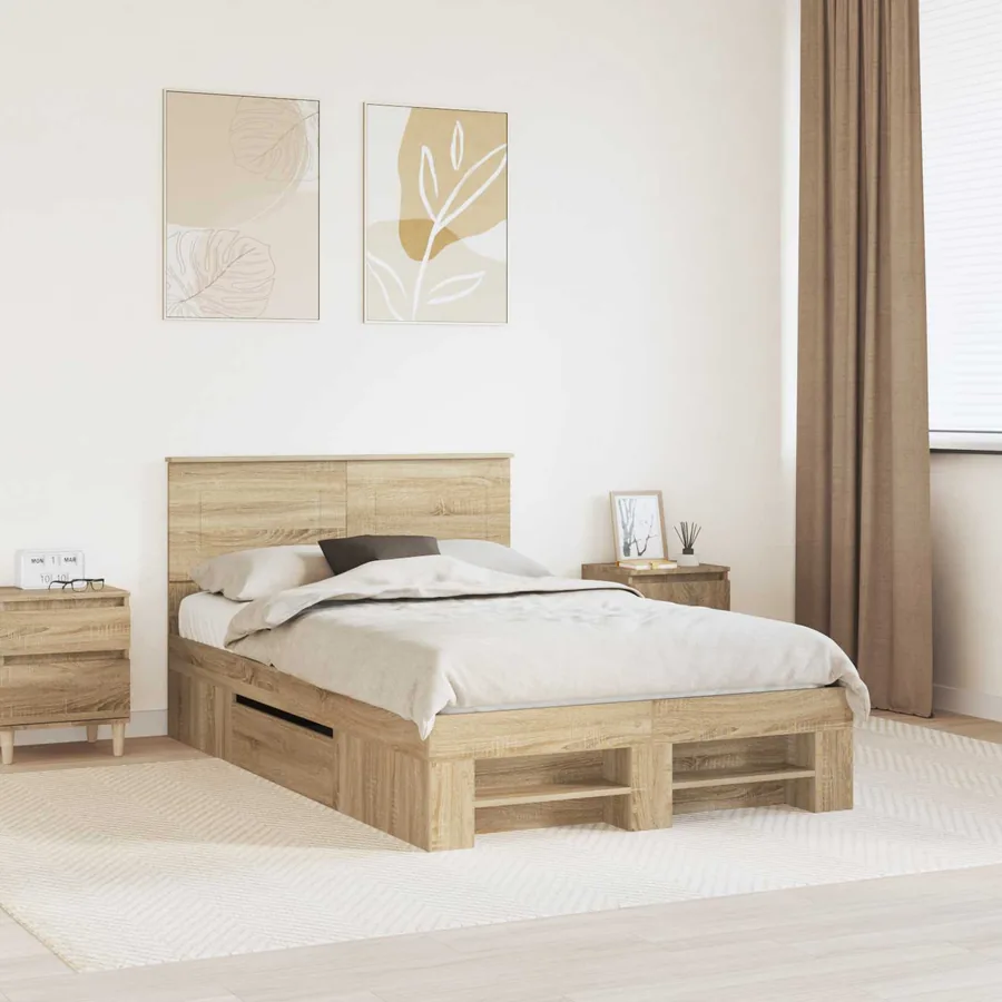 Cadre de lit Chêne Sonoma 120 x 200 cm Bois d'ingénierie