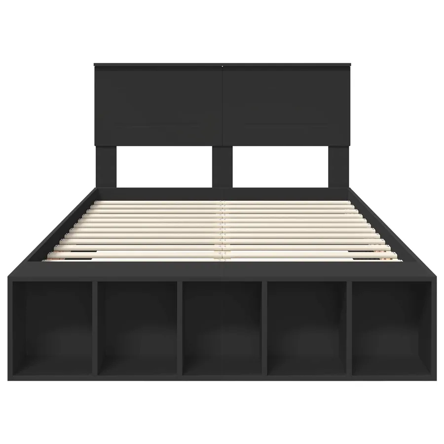 Cadre de lit avec étagère Noir 120 x 190 cm Bois d'ingénierie - 7