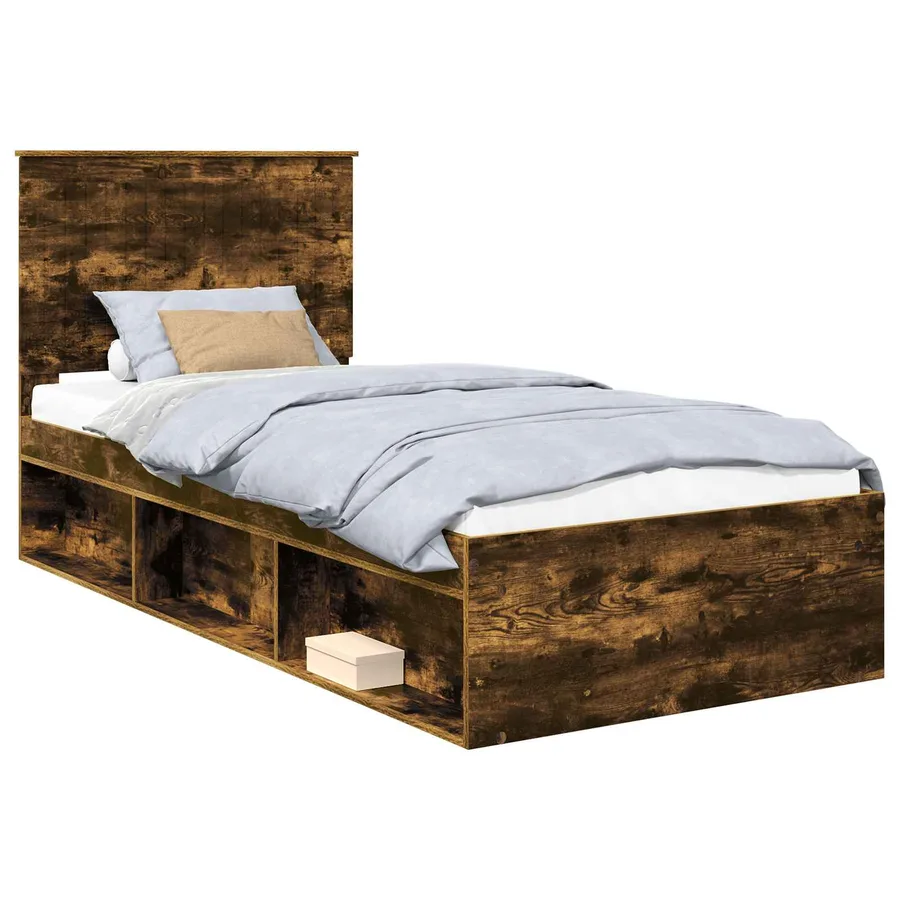 Cadre de lit Chêne fumé 90 x 200 cm Bois de pin massif - 2