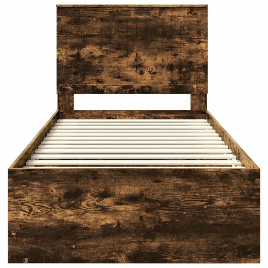 Cadre de lit Chêne fumé 90 x 200 cm Bois de pin massif - 7