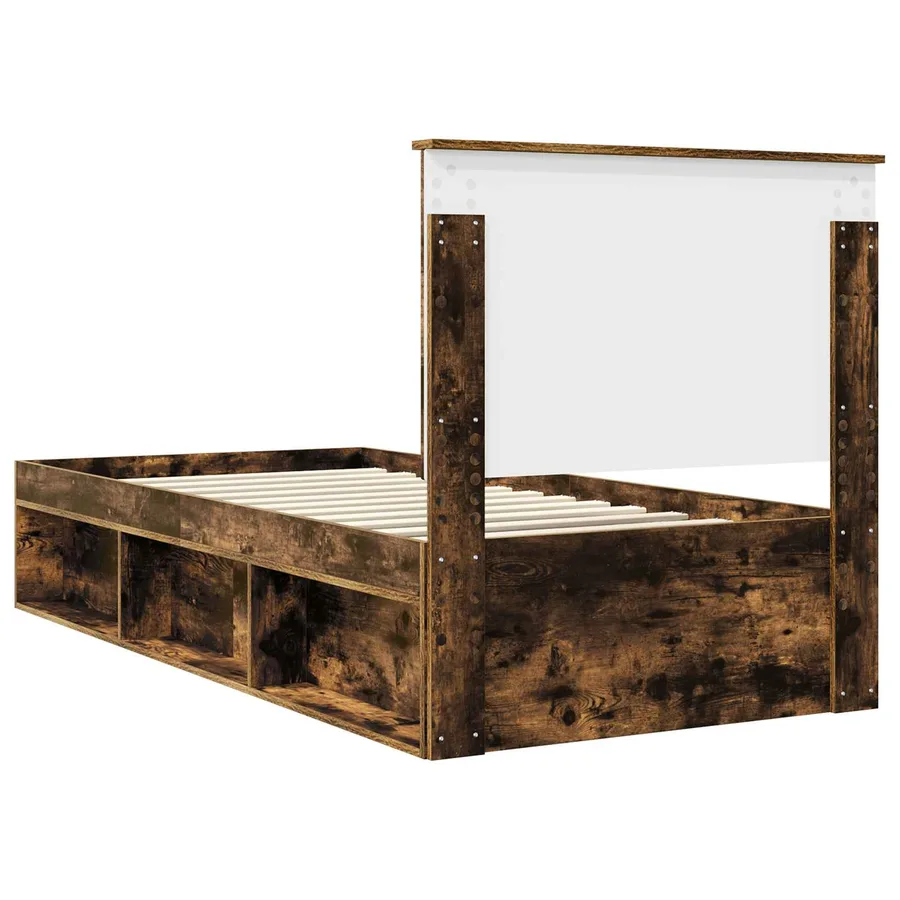 Cadre de lit Chêne fumé 90 x 200 cm Bois de pin massif - 9