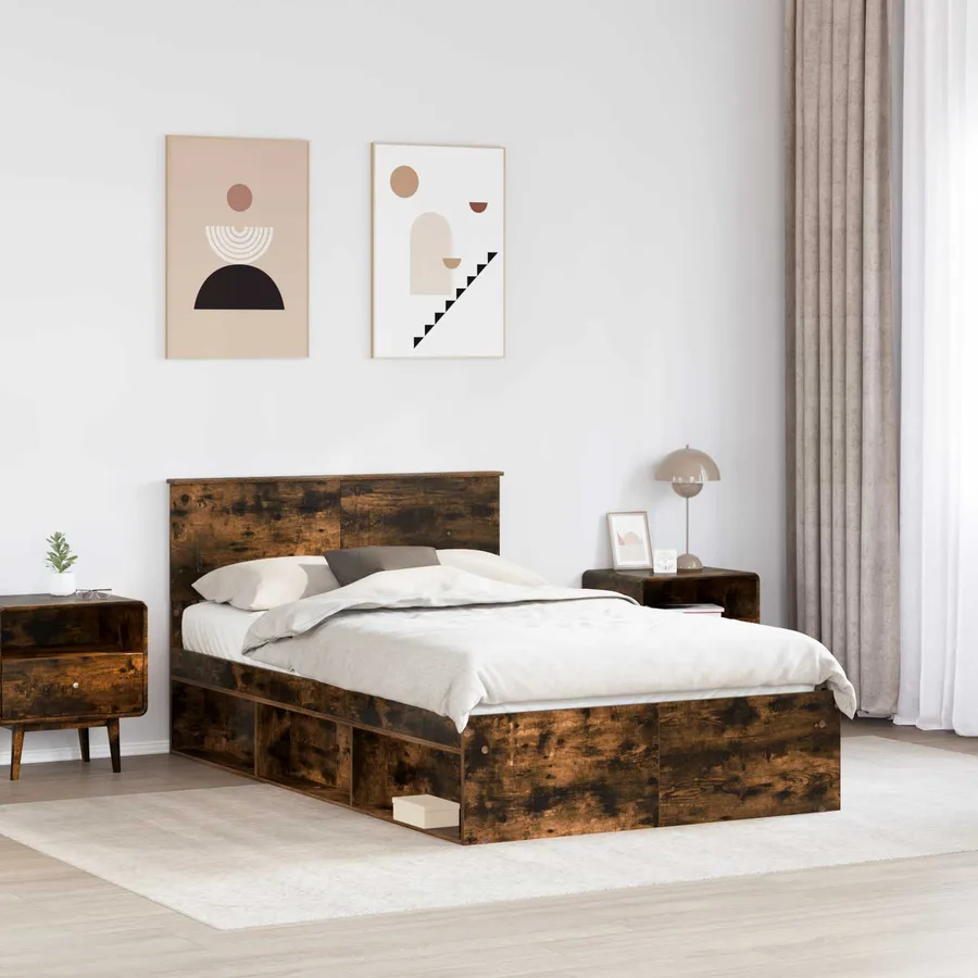 Cadre de lit Chêne fumé 120 x 190 cm Bois d'ingénierie - 3