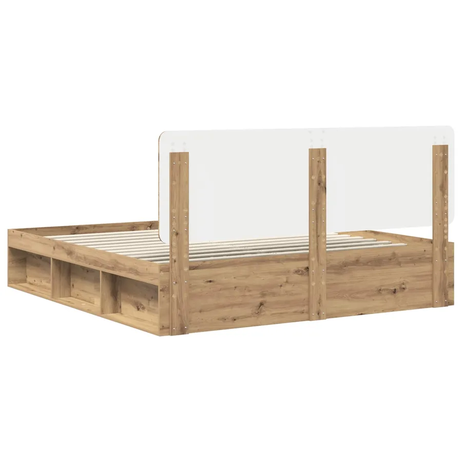 Cadre de lit Chêne artisan 200 x 200 cm Bois de pin massif - 9