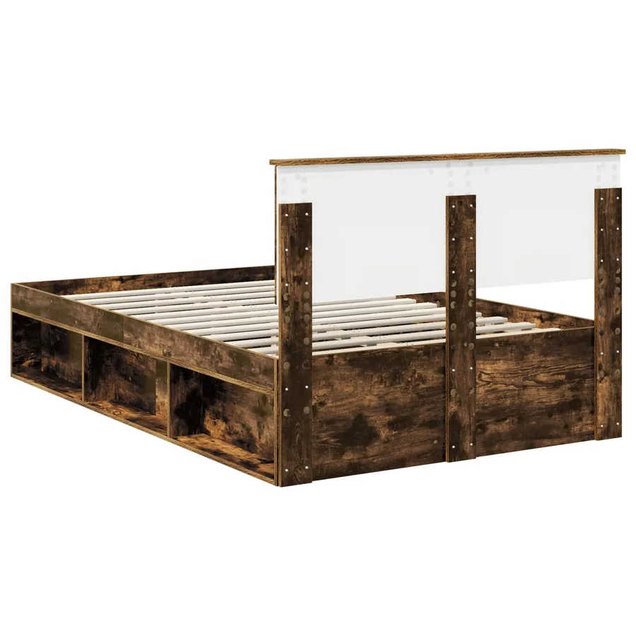 Cadre de lit Chêne fumé 120 x 200 cm Bois d'ingénierie - 9