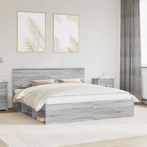 Cadre de lit Gris Sonoma 180 x 200 cm Bois d'ingénierie