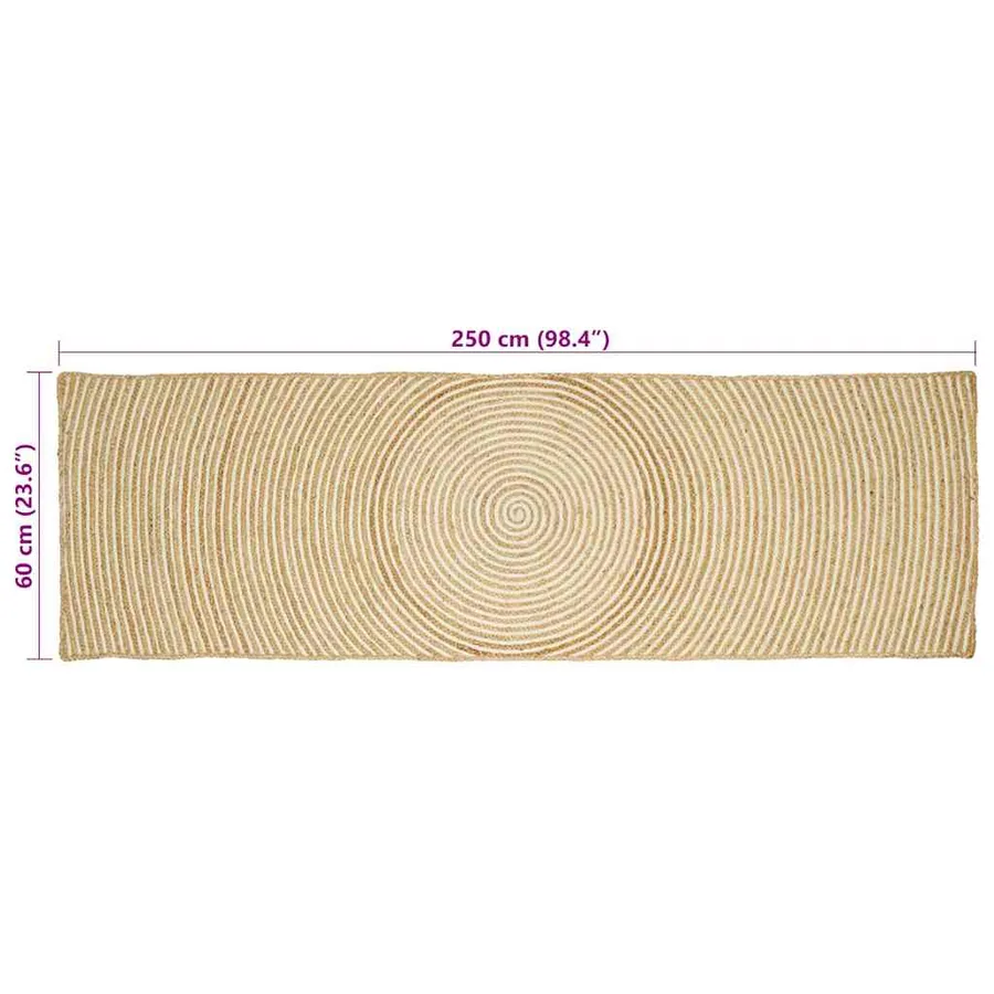 Tapis de surface Blanc 60 x 250 cm Jute - 8
