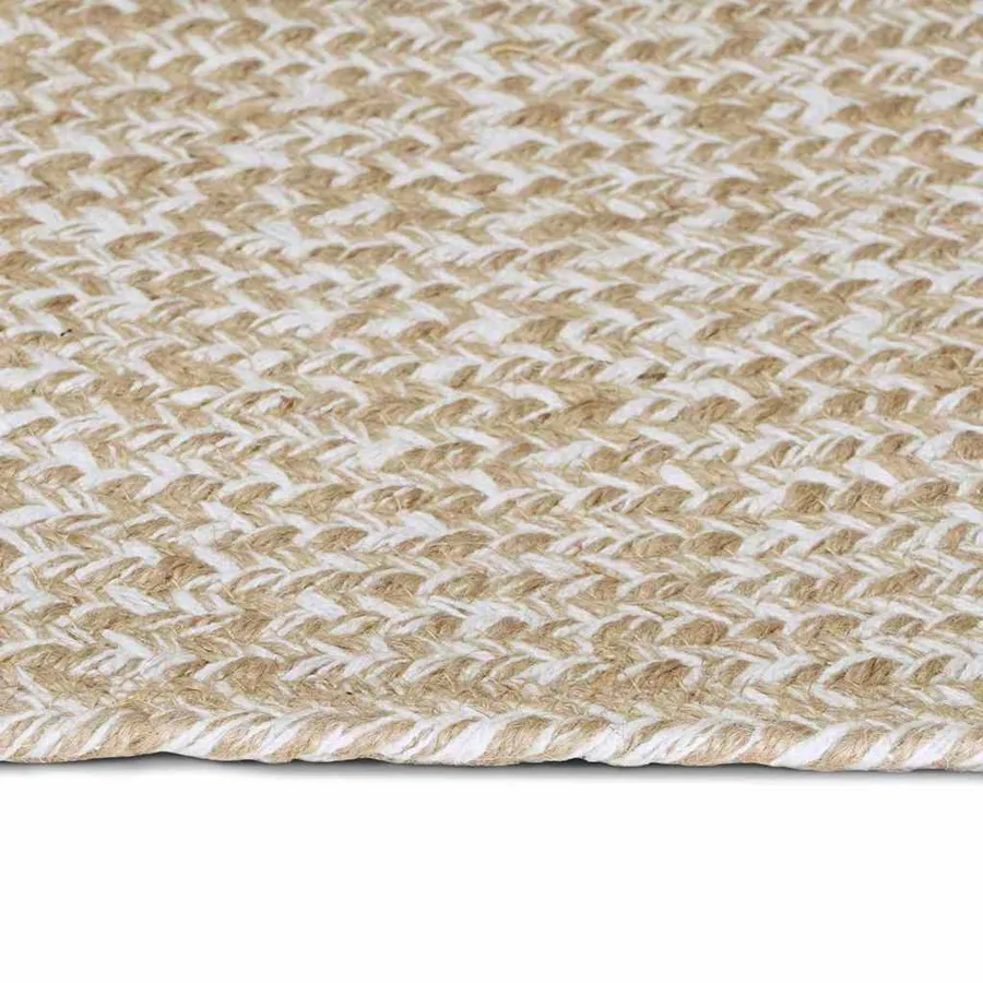 Tapis de surface Naturel et Blanc 100 x 200 cm Jute - 3