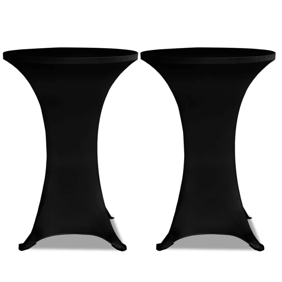 Housse de table Ø 70 cm Noir extensible 2 pcs - 2