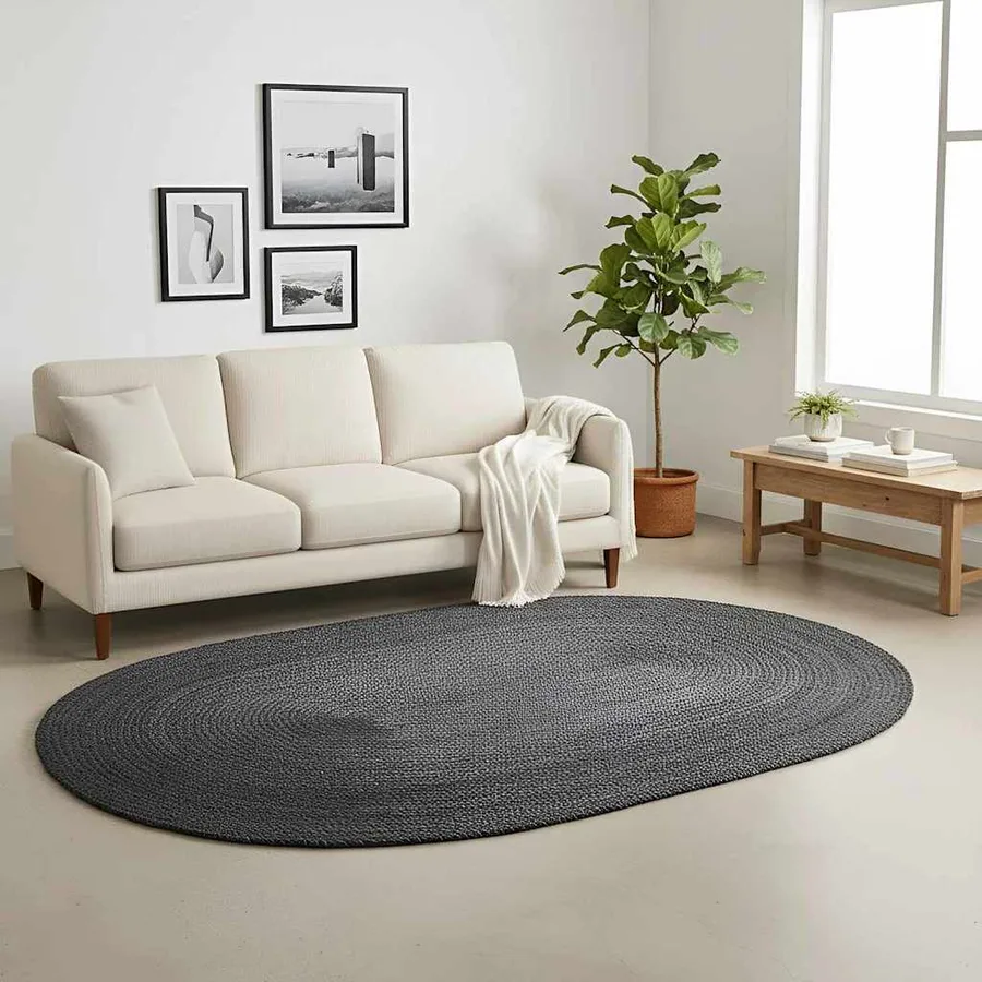 Tapis de surface Gris foncé 100 x 152 cm Jute - 2