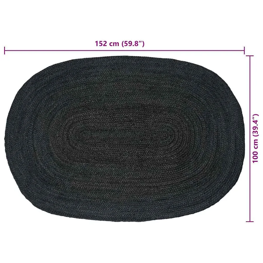 Tapis de surface Gris foncé 100 x 152 cm Jute - 8