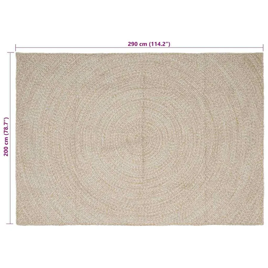 Tapis de surface Naturel et Blanc 200 x 290 cm Jute - 8