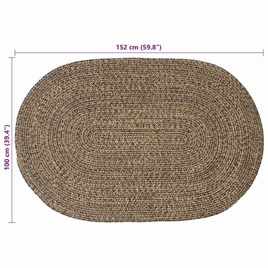 Tapis de surface Noir 100 x 152 cm Jute - 7