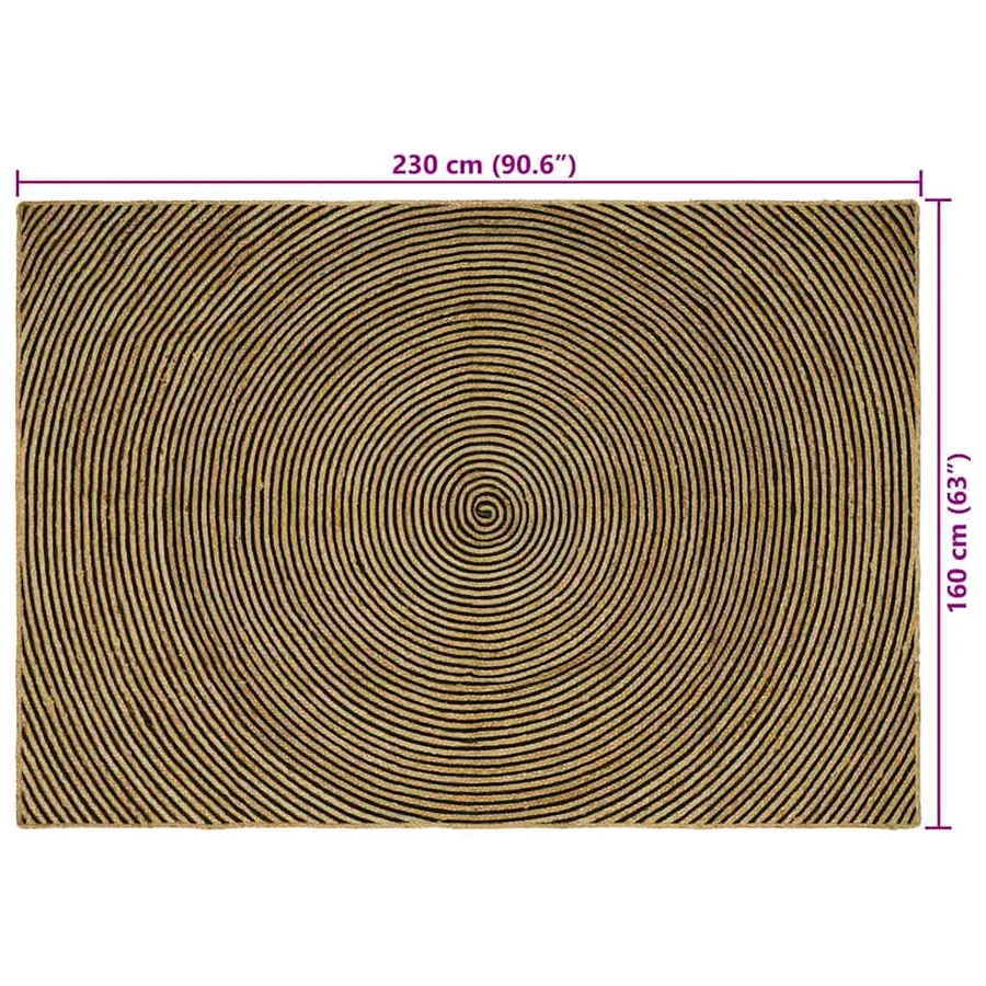 Tapis de surface Noir 160 x 230 cm Jute - 9