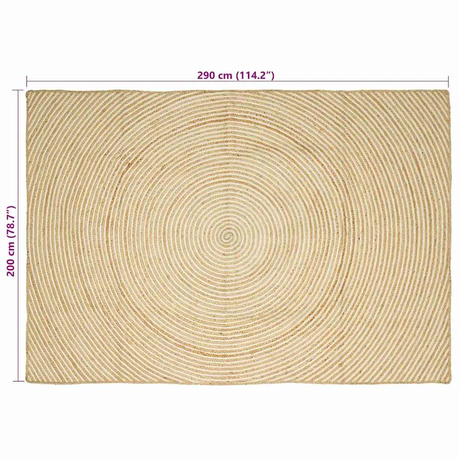 Tapis de surface Blanc 200 x 290 cm Jute - 8