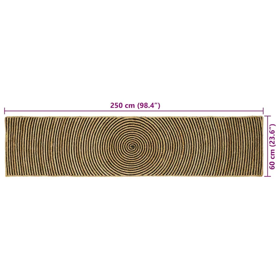 Tapis de surface Noir 60 x 250 cm Jute - 9