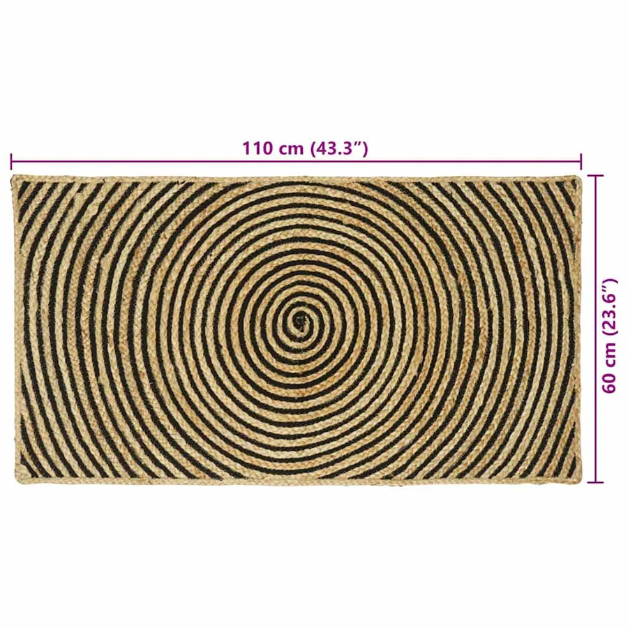 Tapis de surface Noir 60 x 110 cm Jute - 9
