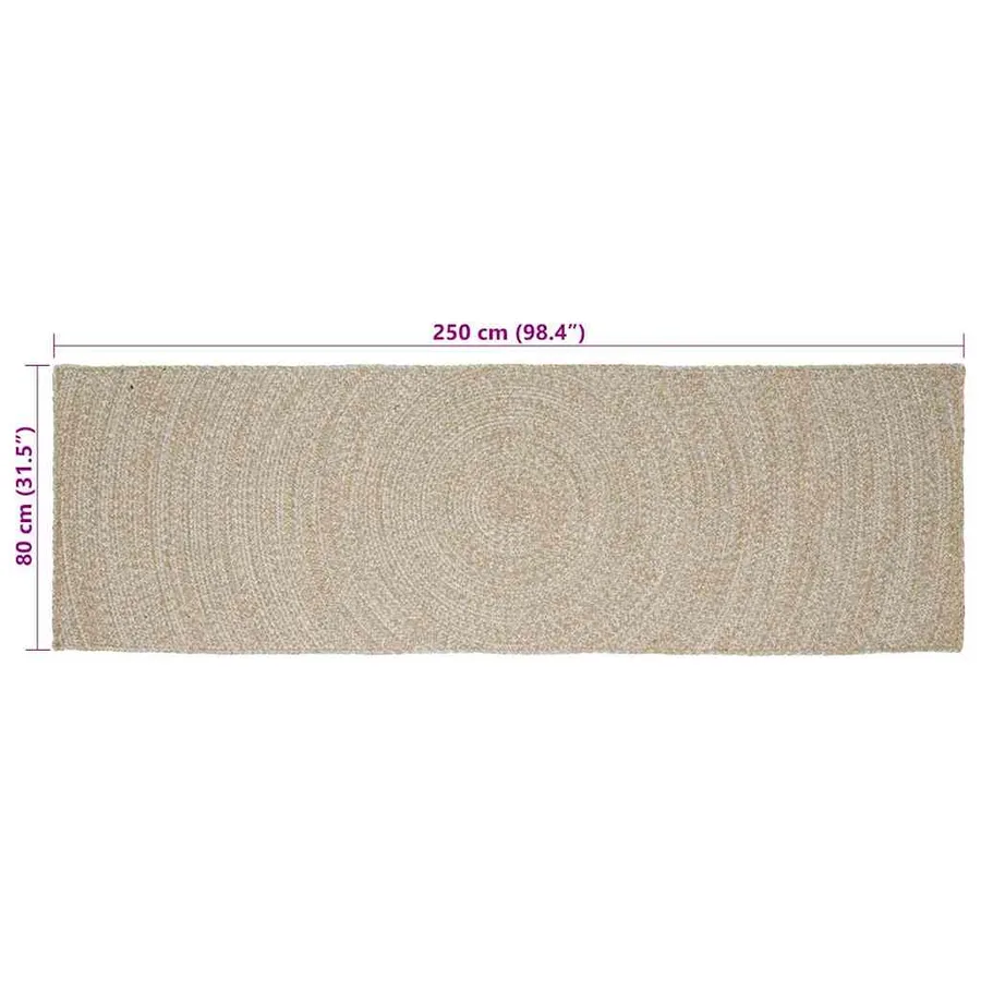 Tapis de surface Naturel et Blanc 80 x 250 cm Jute - 8