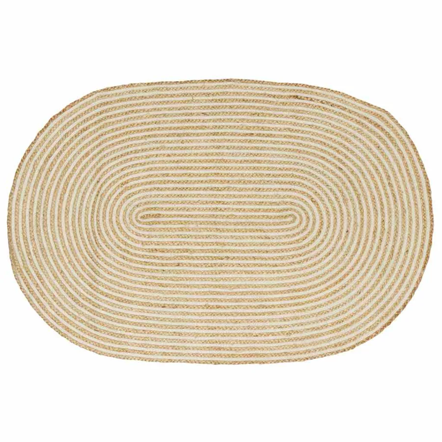 Tapis de surface Naturel et Blanc 122 x 183 cm Jute