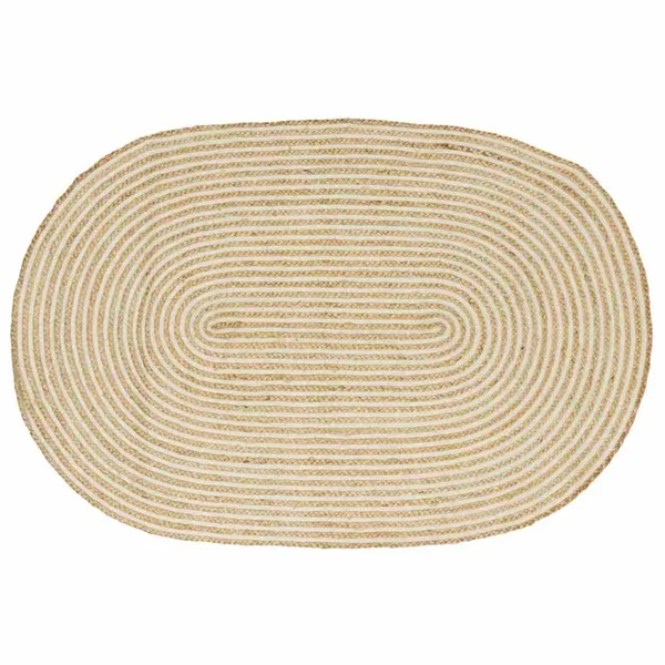 Tapis de surface Naturel et Blanc 122 x 183 cm Jute