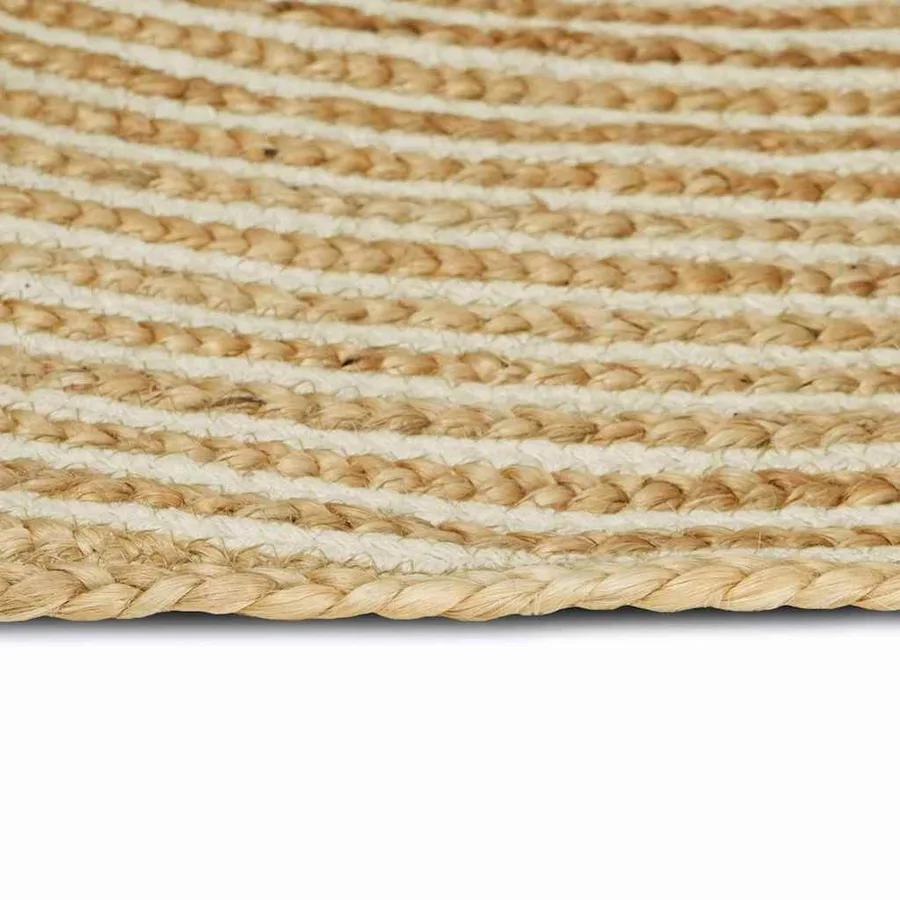 Tapis de surface Naturel et Blanc 122 x 183 cm Jute - 2