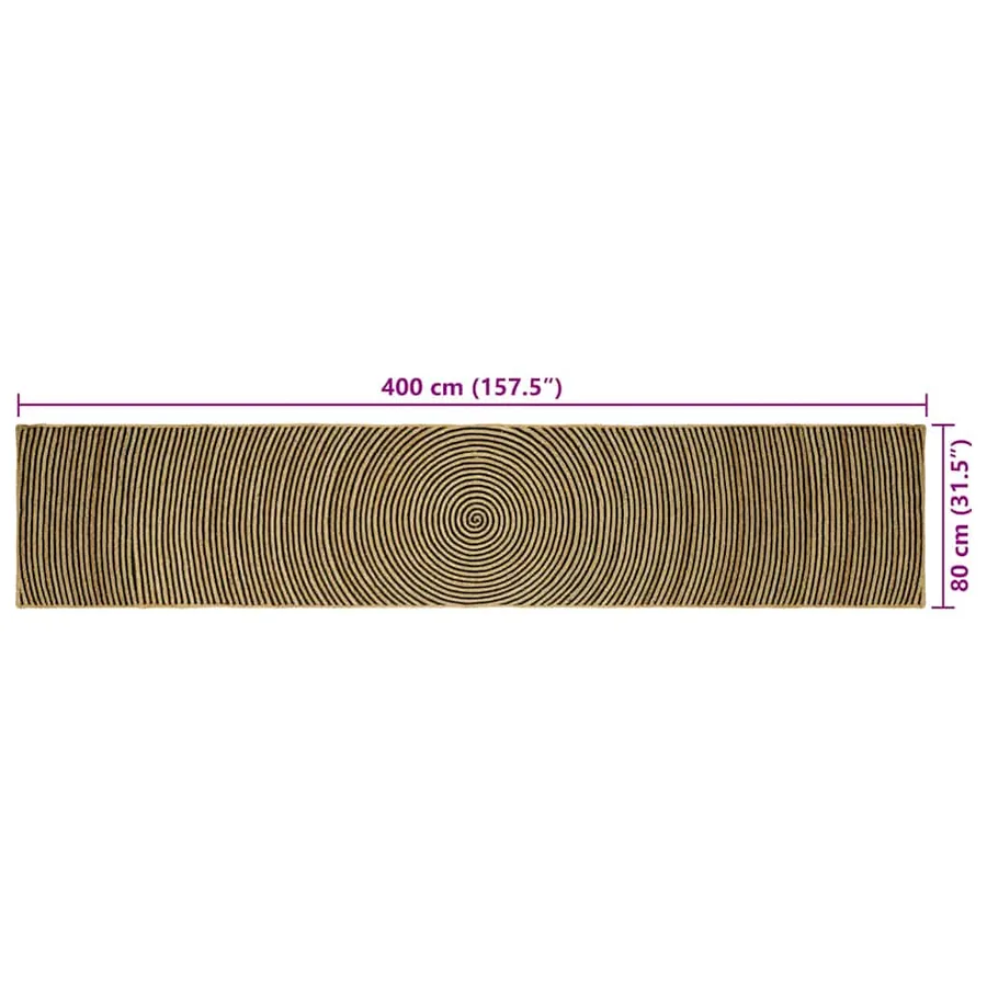 Tapis de surface Noir 80 x 400 cm Jute - 9