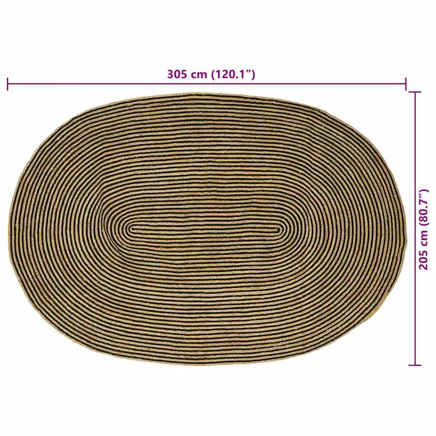 Tapis de surface Naturel et noir 205 x 305 cm Jute - 8