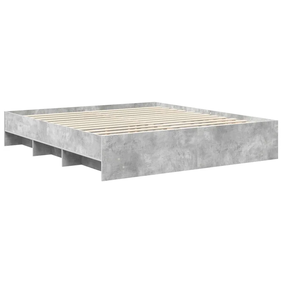 Cadre de lit Gris béton 180 x 200 cm Bois d'ingénierie - 5