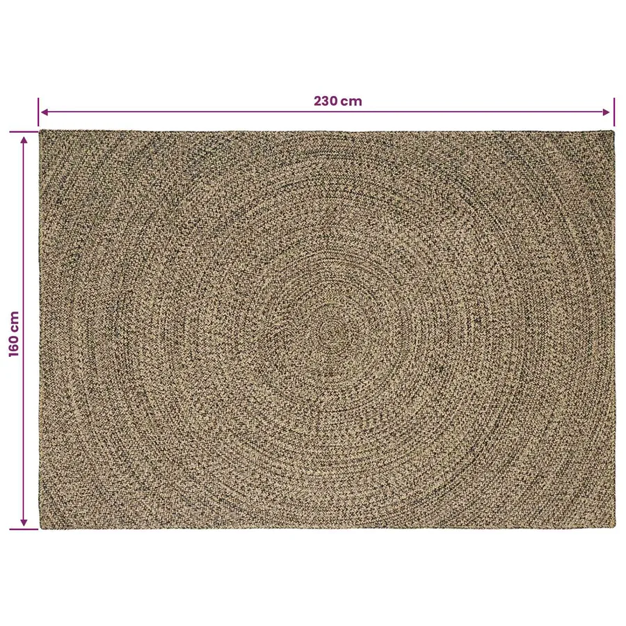 Tapis de surface Naturel et noir 160 x 230 cm Jute - 8