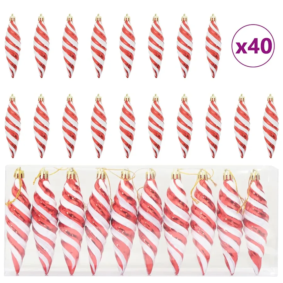 Boule en forme de spirale de Noël 40 pcs Rouge Plastique - 2