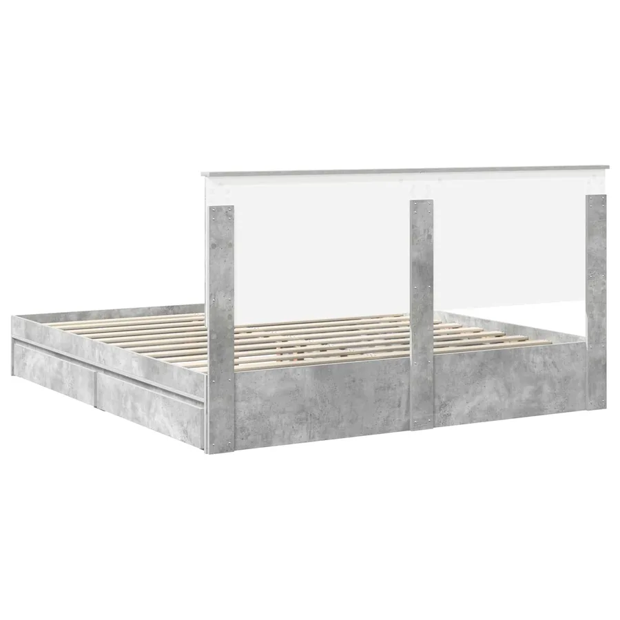 Lit de Rangement Gris béton 180 x 200 cm Bois d'ingénierie - 10
