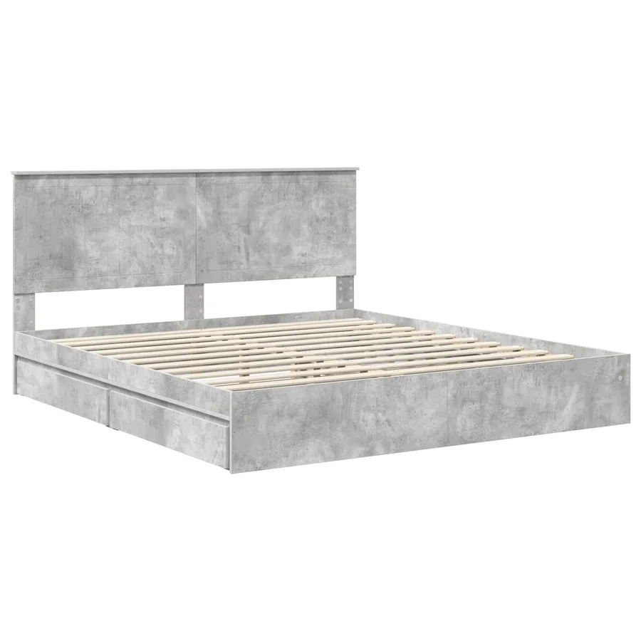 Lit de Rangement Gris béton 180 x 200 cm Bois d'ingénierie - 4