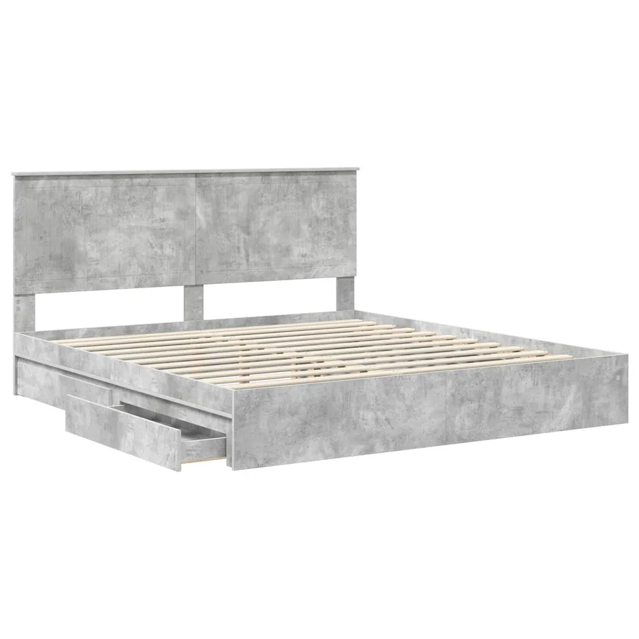 Lit de Rangement Gris béton 180 x 200 cm Bois d'ingénierie - 5