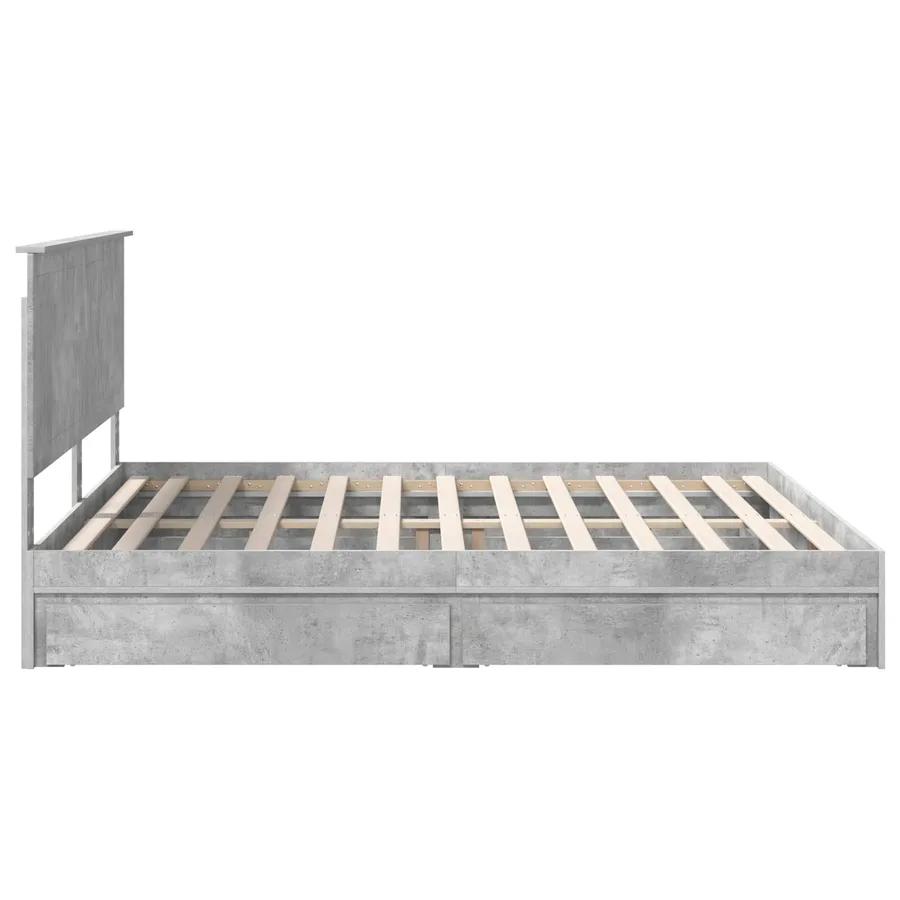 Lit de Rangement Gris béton 180 x 200 cm Bois d'ingénierie - 9