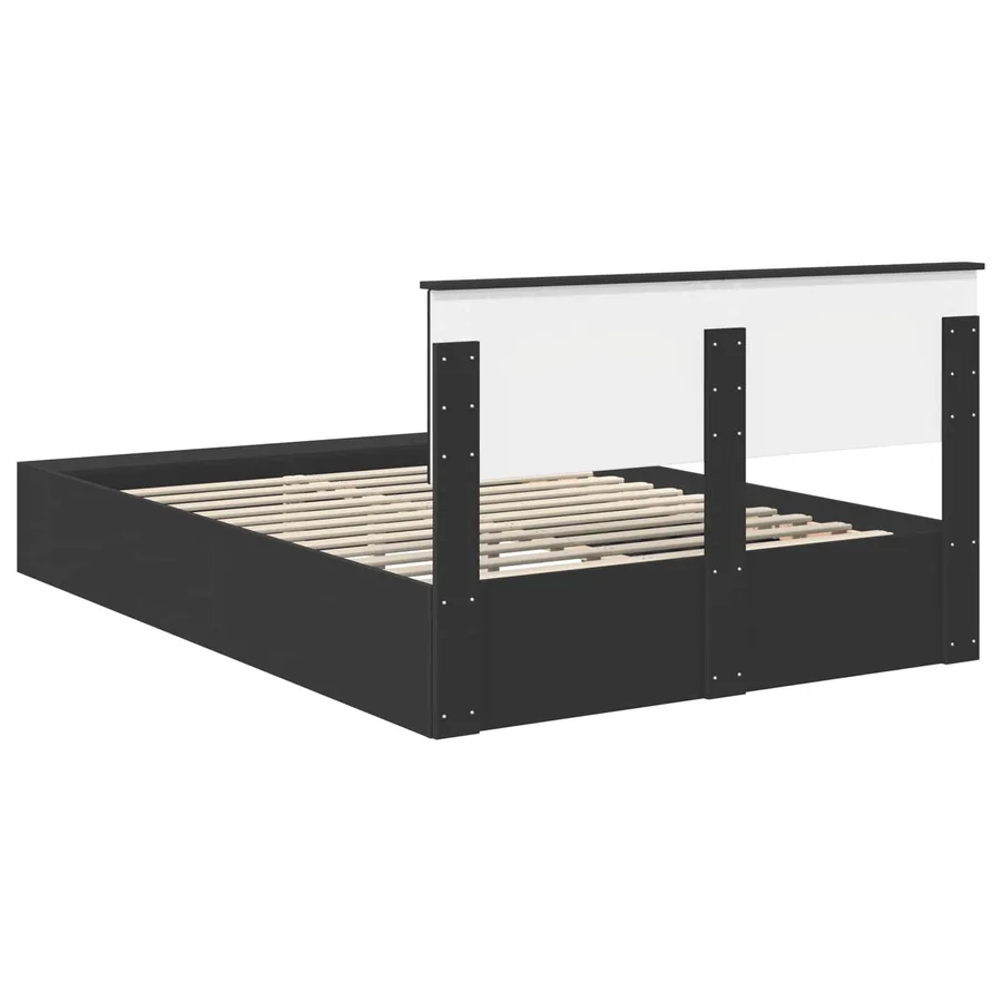 Cadre de lit avec étagère Noir 140 x 200 cm Bois d'ingénierie - 9
