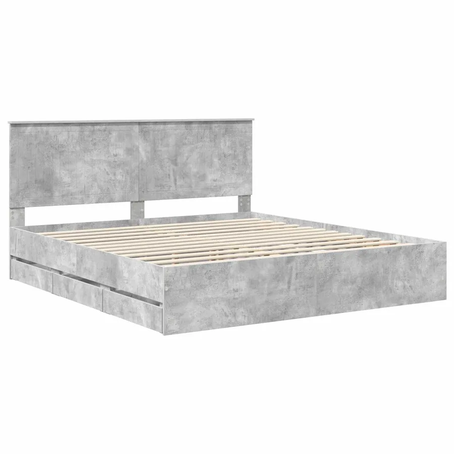 Cadre de lit Gris béton 180 x 200 cm Bois Ingénierie - 4