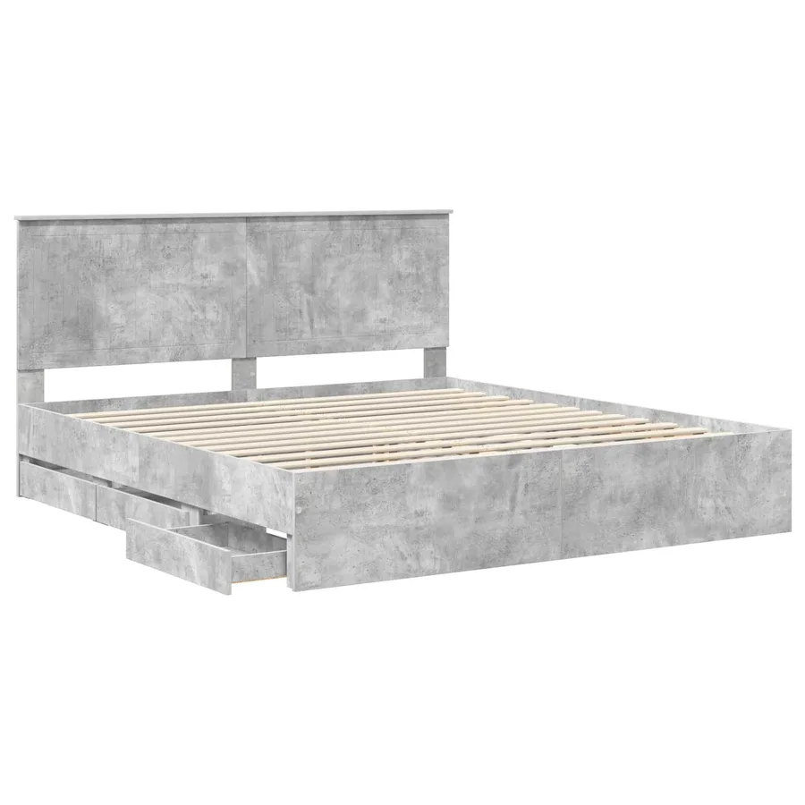 Cadre de lit Gris béton 180 x 200 cm Bois Ingénierie - 5