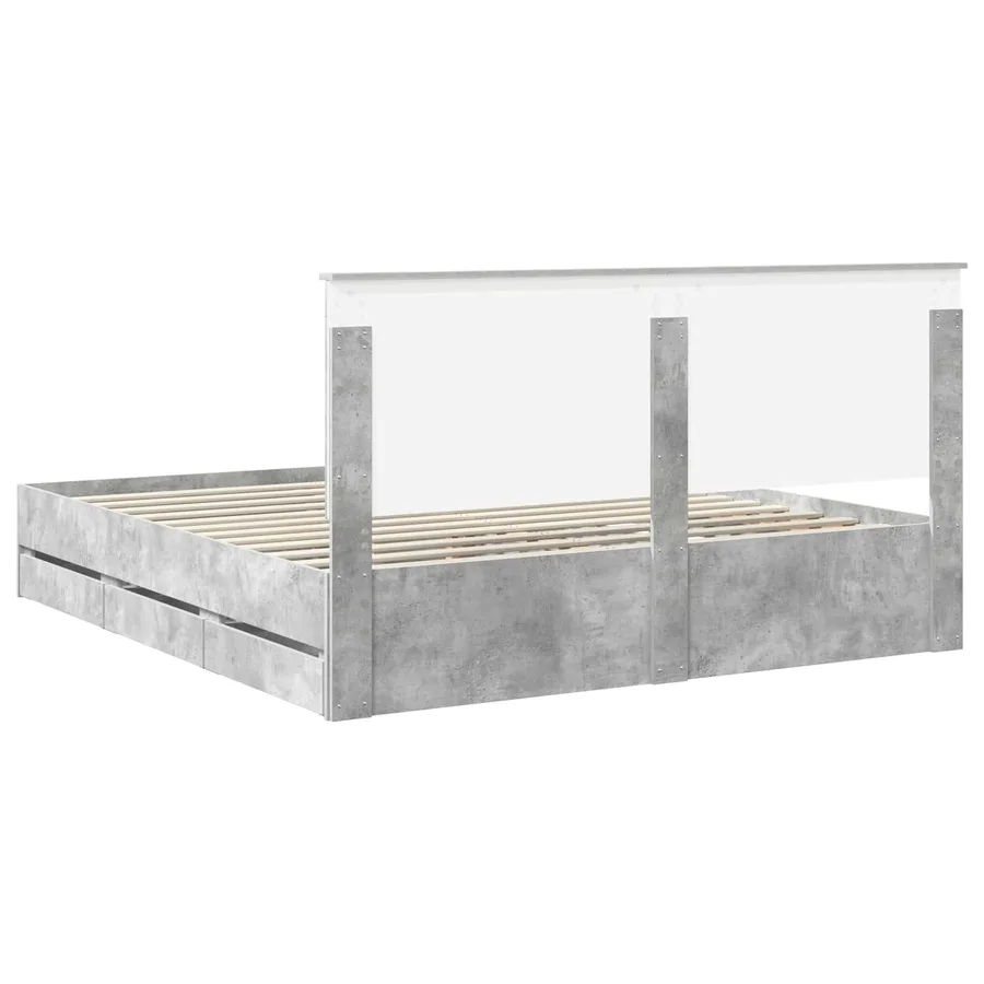 Cadre de lit Gris béton 180 x 200 cm Bois Ingénierie - 8