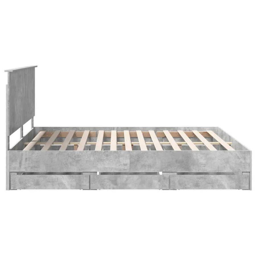 Cadre de lit Gris béton 180 x 200 cm Bois Ingénierie - 9